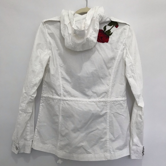 Boston Proper white embroidered jacket top 3D applique beads butterflies Sz XS - Picture 3 of 7